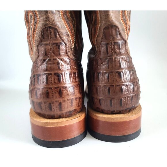 Horse Power Mens Nile Croc Print Western Boots Sq Toe Sz 10.5D Brown HP1070 FLAW main image 5